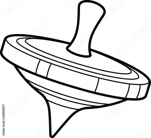 Coloring page of spinning top toy vector illustration image