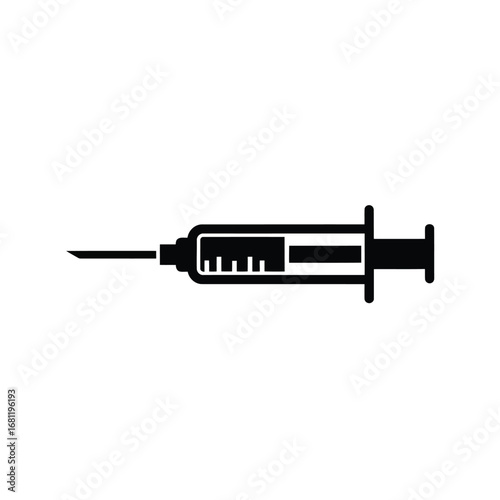 Vector illustration of syringe with needle for injection