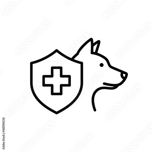 Vector illustration of dog health protection shield icon