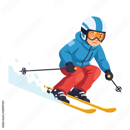Snowboarder Carving Down the Slope: An illustration showcasing a snowboarder gracefully maneuvering downhill, exhibiting balance and control.