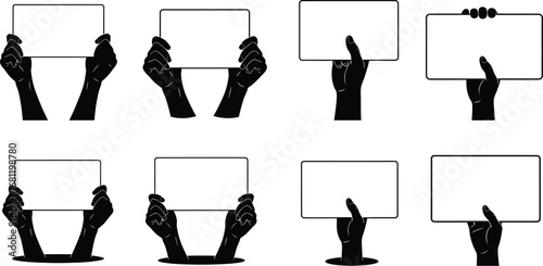 Hands holding blank sign vector illustration graphic design