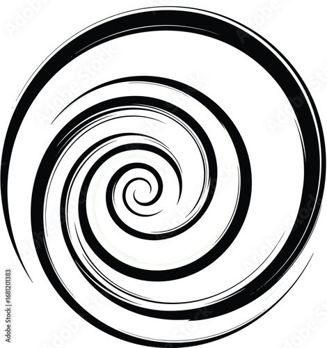 Spiral: A mesmerizing, abstract illustration of a tight spiral with alternating black and white bands, creating a hypnotic and dynamic visual effect.
