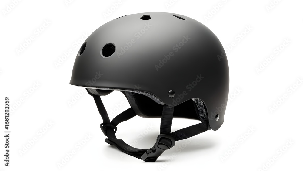 Fototapeta premium Matte Black Helmet Mockup Protective Gear for Skating, Cycling, and Extreme Sports Presentation & Customizable Design