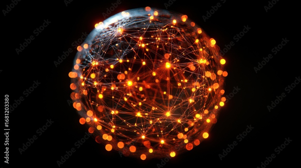 Naklejka premium Abstract network sphere with glowing connection points