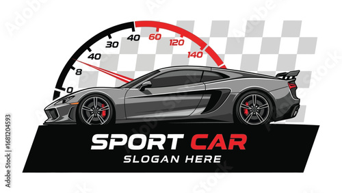 Sport Car Illustration: A sleek, gray sport car illustration showcases speed and performance. 