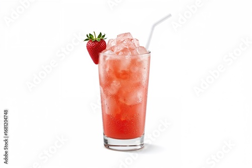 Wallpaper Mural Refreshing strawberry daiquiri garnished with fresh strawberries and a straw, set against a white backdrop. Torontodigital.ca