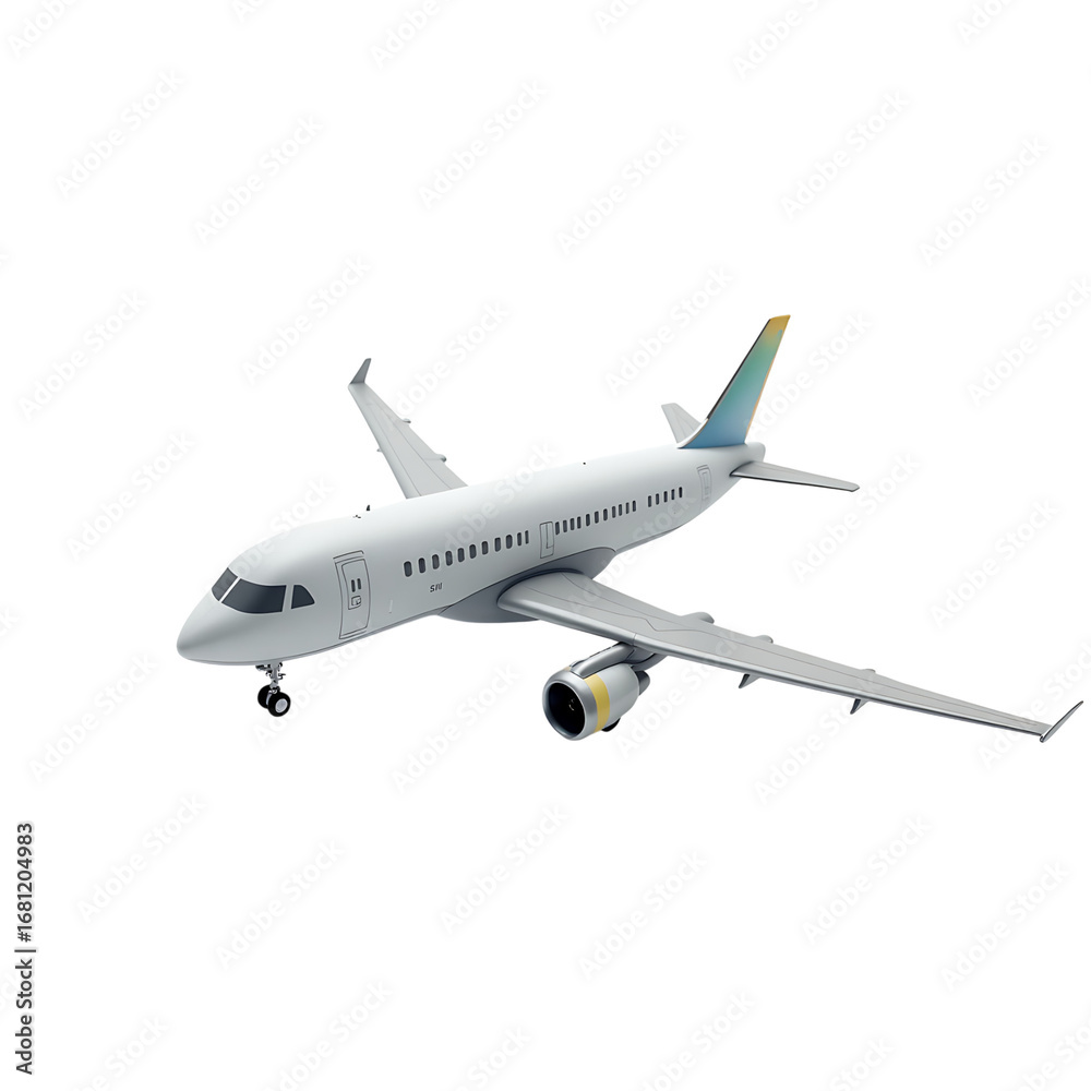 Fototapeta premium Modern passenger jet airplane isolated on transparent background