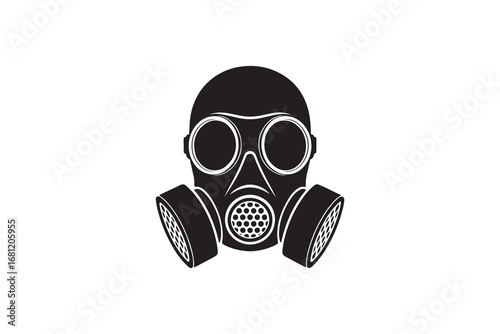 Gas Mask Silhouette Vector Illustration Black Respirator Mask Icon Graphic