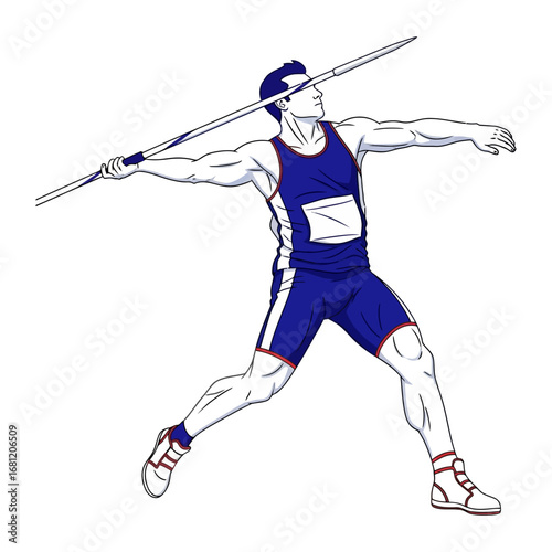 Throwing Javelin Athlete: A dynamic illustration captures the grace and power of an athlete mid-throw, as they hurl a javelin skyward, embodying the essence of competitive sports.