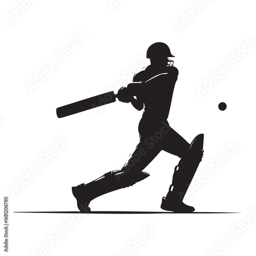 Cricket batsman in action silhouette