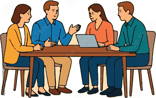 Team Meeting and Collaboration Around a Table