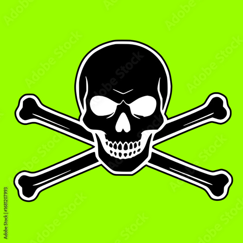 Black and Green Skull and Bones Crossbones Poison Icon