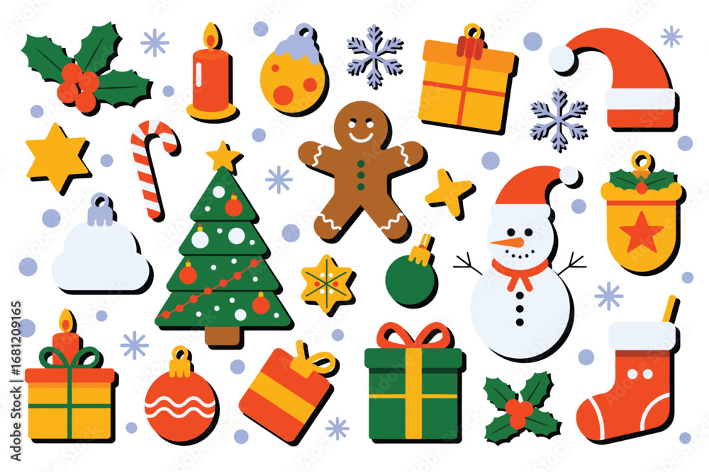 Obraz premium Collection of festive christmas decorations and ornaments