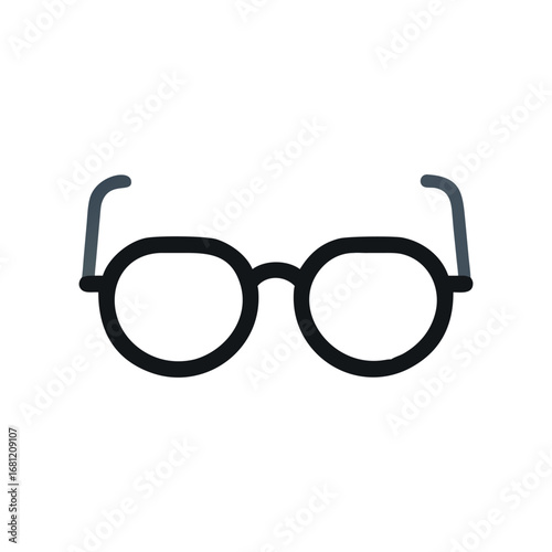 Minimalist Round Eyeglasses Icon Black and Gray Arms Design