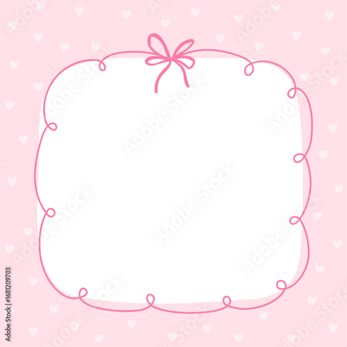 Cute kawaii template square vector frame. Cartoon hand-drawn doodle style. Perfect for stationery, design stickers for notes, notebook sheets, posts for social networks. Pastel palette.