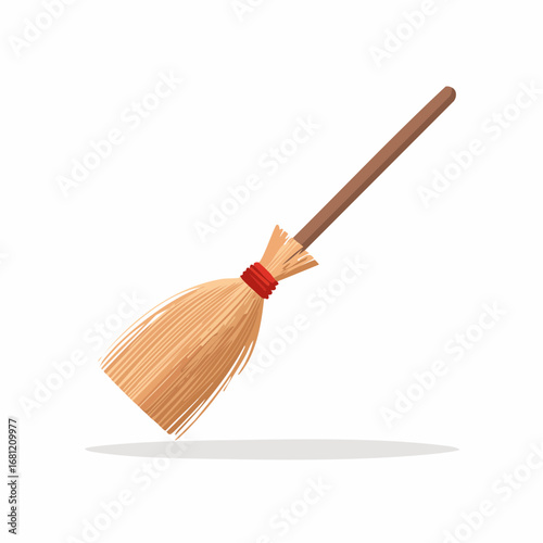 Broomstick Illustration Whisk Away Dirt with this Clean, Simple, Halloween-themed Flat Vector Icon