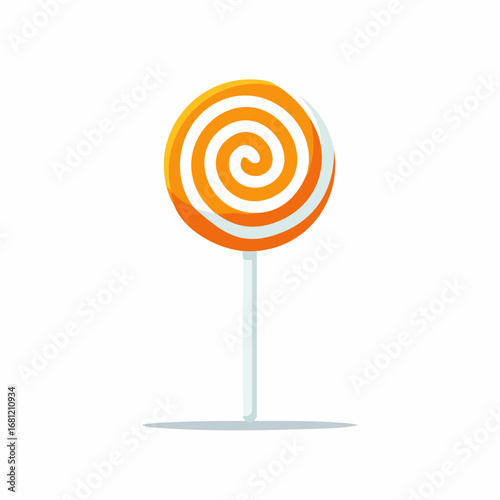 Swirl lollipop on white background, classic colorful hard candy on a stick, sweet treat perfect for celebrations and parties