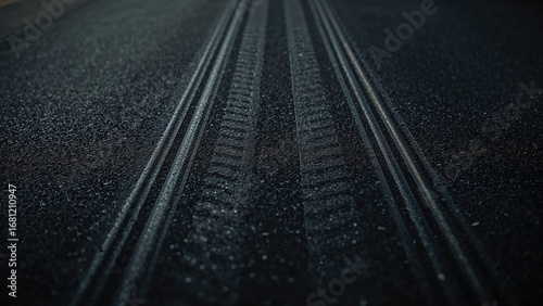 Impressions of tires on street