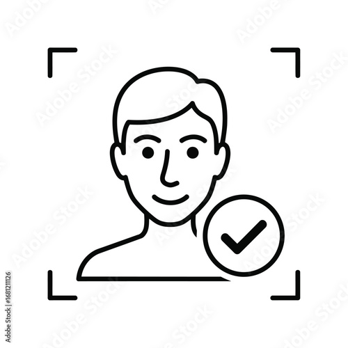 Vector illustration of face scan recognition with check mark