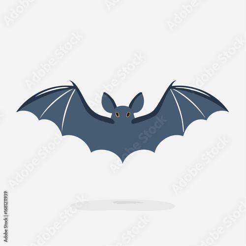 Spooky nocturnal bat illustration with spread wings, perfect for Halloween decorations, dark themes, and autumn holiday designs, isolated on a light background