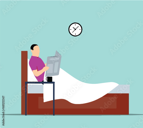 Person Working or Relaxing in Bed with Laptop