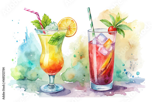 Watercolor cocktails & summer drinks