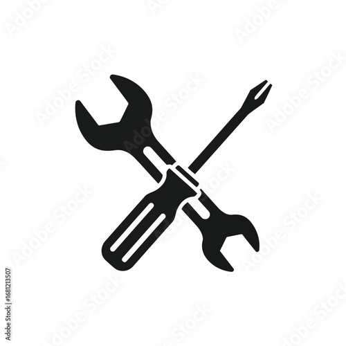 Vector illustration of wrench and screwdriver for repair and maintenance
