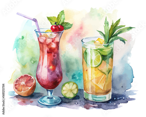 Watercolor cocktails & summer drinks