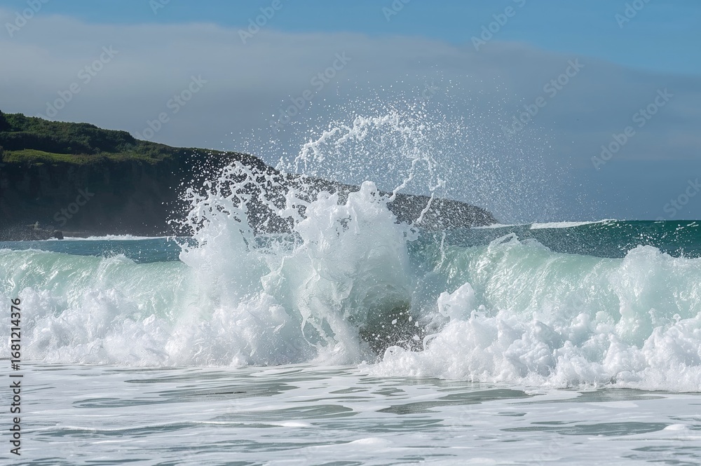 Fototapeta premium Natural water feature known as Thors well by the ocean