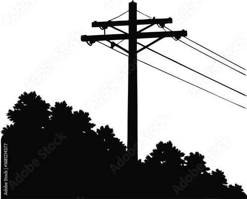 telephone wire pole silhouette vector illustration
