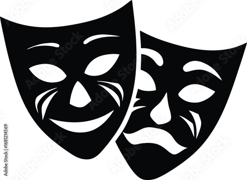 drama comedy tragedy masks vector art
