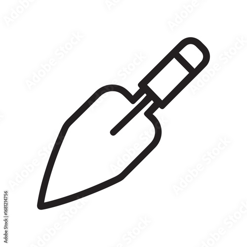 Garden Hand Trowel Outline Icon, Gardening Tool