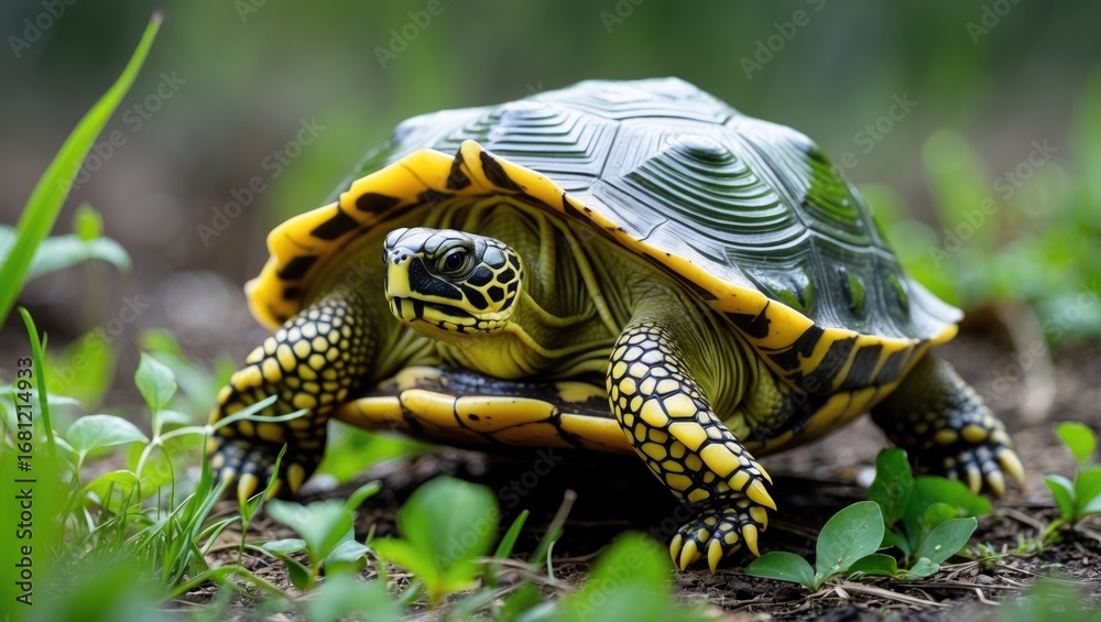 Naklejka premium Yellow-footed terrestrial turtle species