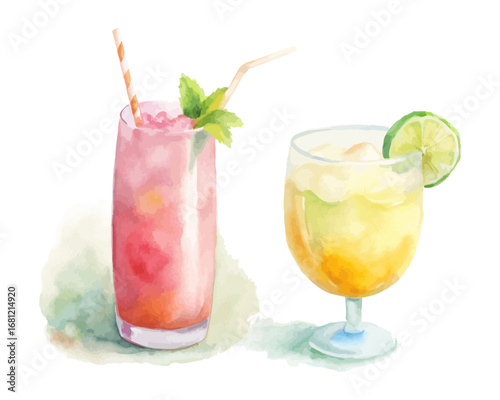 Watercolor cocktails & summer drinks