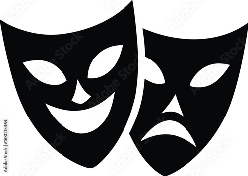 theater masks silhouette vector illustration
