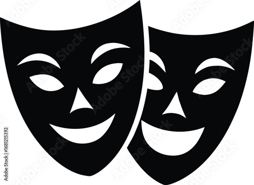 theater masks silhouette vector illustration
