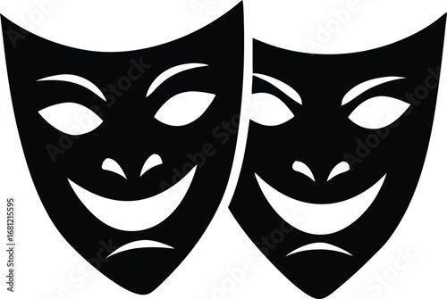 theater masks silhouette vector illustration
