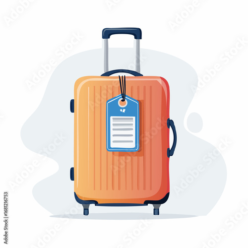 Orange Suitcase With Luggage Tag