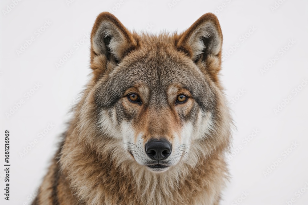 Obraz premium White background featuring a wolf's face
