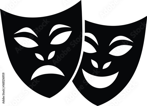 theater masks silhouette vector illustration
