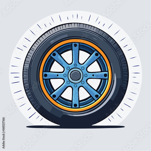 Blue And Orange Car Wheel Illustration