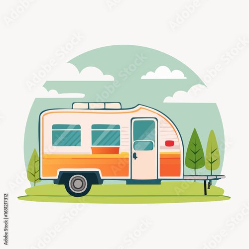 Colorful Vintage Camper Illustration