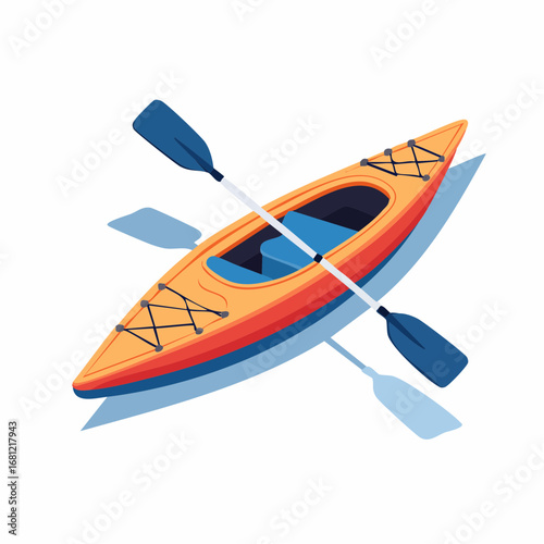 Orange Kayak With Paddle On Water