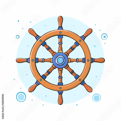 Flat Design Nautical Steering Wheel