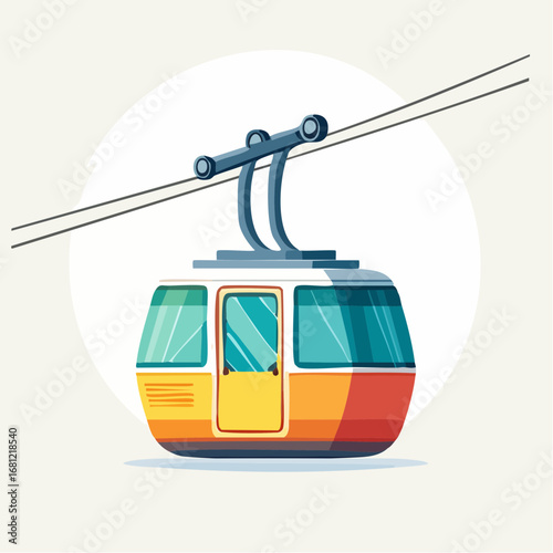 Colorful Pixel Art Cable Car Illustration