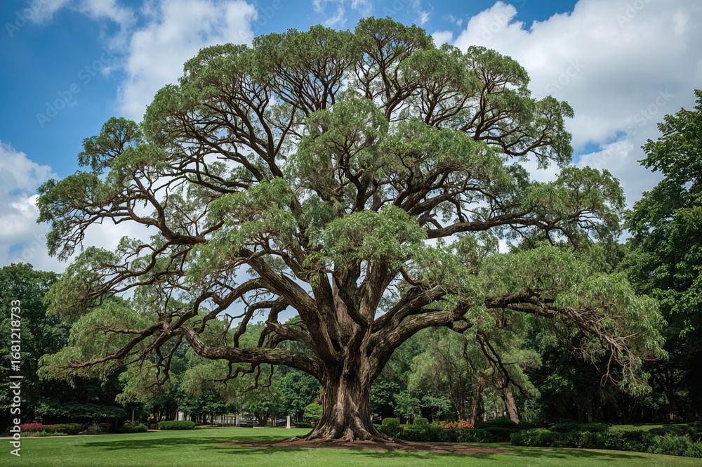 Fototapeta premium A Beautiful Tree in a Lush Green Garden