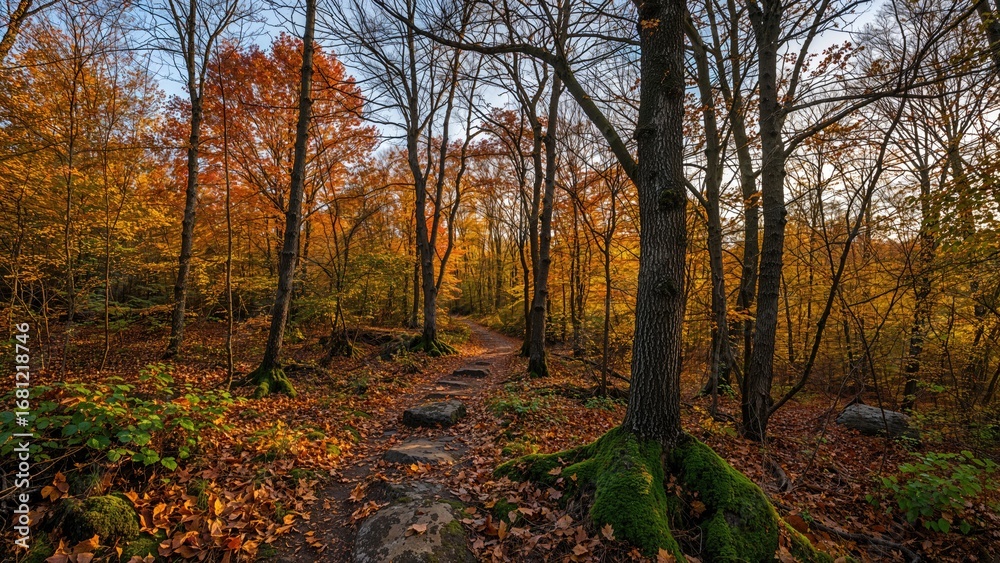 Obraz premium Trail surrounded by autumn trees