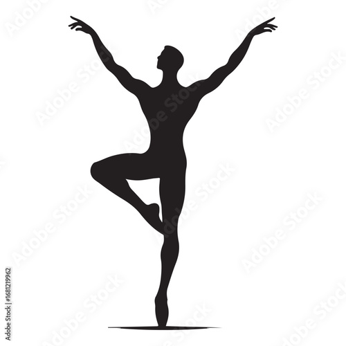 Graceful dancer performing a dynamic pose silhouette