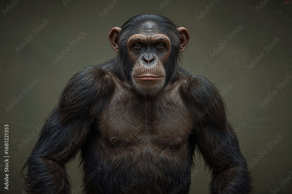 Fototapeta premium The strong ape is showcasing its robust muscles driven by passion.