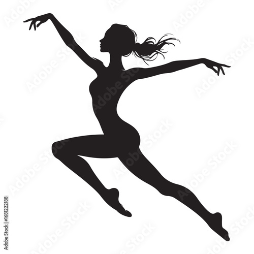 Graceful dancer performing a dynamic pose silhouette